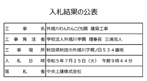 入札結果の公表